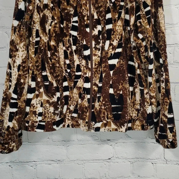 Mirror Image Animal Print Full Zip Stretch w Pockets Jacket Womens Size L - Picture 4 of 9